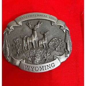 Wyoming Centennial 1890-1990 Limited Edition‎ Numbered Belt Buckle Deer Buck